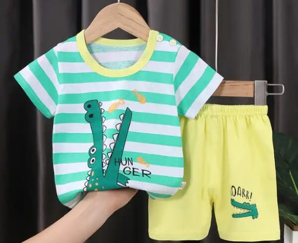 Breathable Cotton Cartoon Printed Sleeveless Shirt & Shorts Set - Image 4