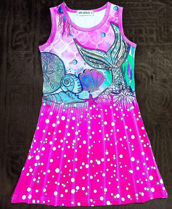 Girls Summer Party Character Cartoon Printed Sleeveless Frock - Image 6