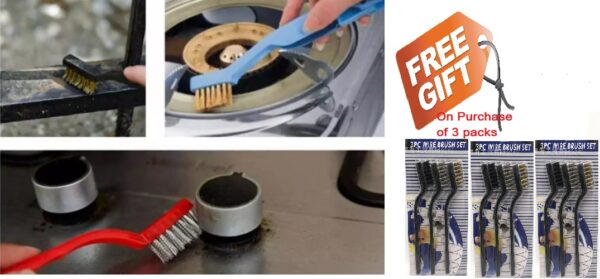 Wire brush set, Kitchen cleaning tools, Cupboard, Stove, Tiles cleaning - Image 3