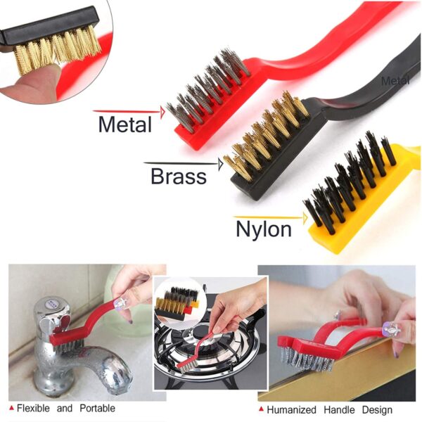 Wire brush set, Kitchen cleaning tools, Cupboard, Stove, Tiles cleaning - Image 2