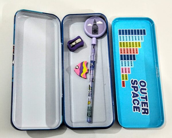 geometry pencil case space astronaut printed big size beautiful printed metal made light weight strong body - Image 4